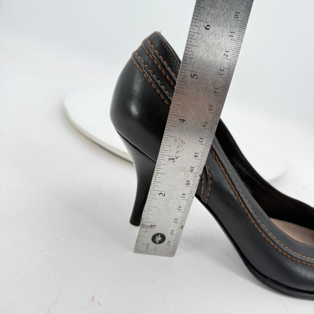 Salvatore Ferragamo Women Size 10B Brown Leather Belt Slip On Pump Heel Shoes - Picture 11 of 11